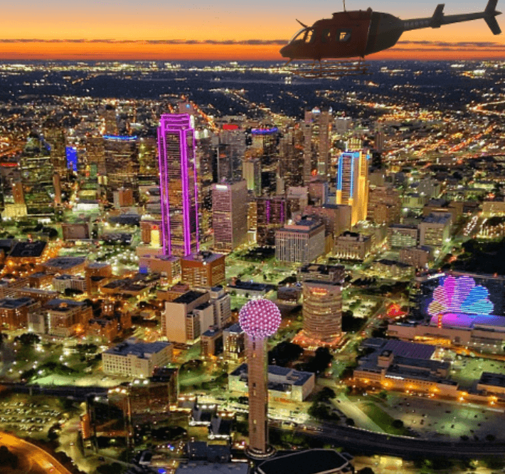 Helicopter tour over downtown Dallas