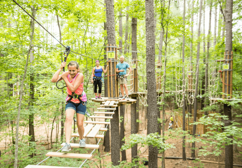 Zip lining at Go Ape Zipline & Adventure Park